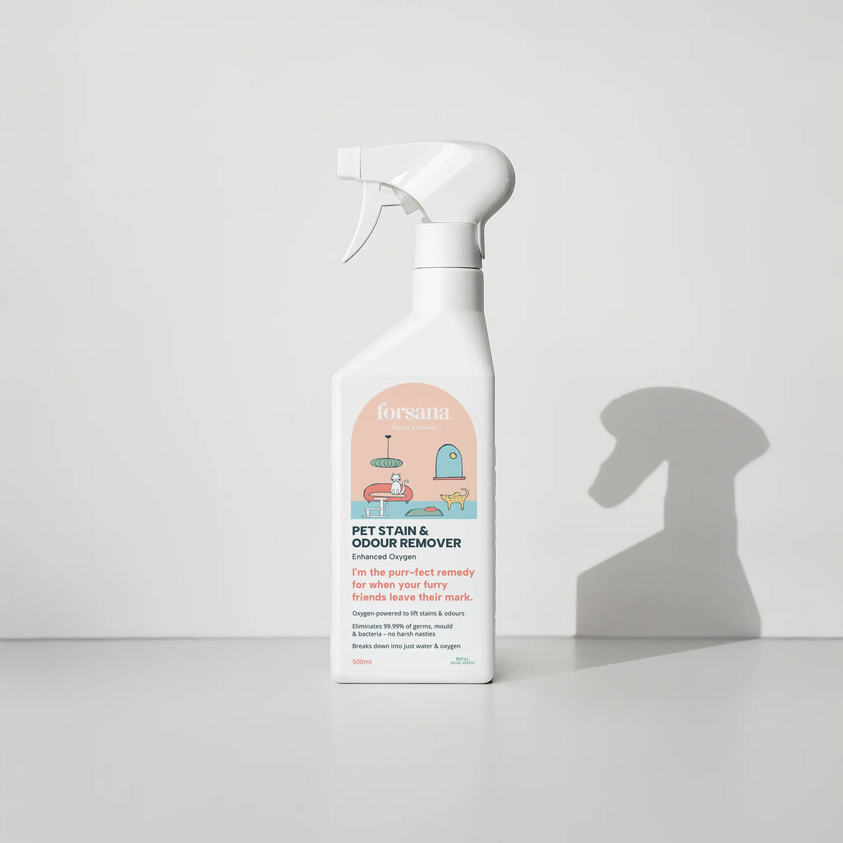 Forsana Pet Stain and Odour
Remover spray bottle.