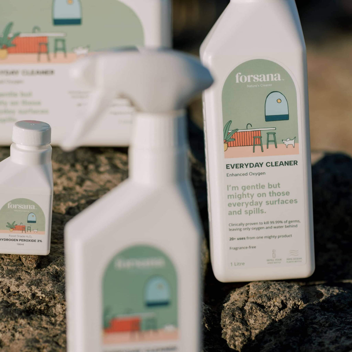 Forsana Hydrogen Peroxide 3%, breaks down into oxygen and water