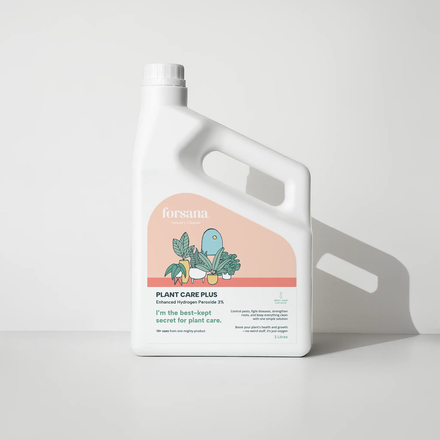 Forsana Plant Care Plus bottle
attached to a reusable Mister 360
spray nozzle.