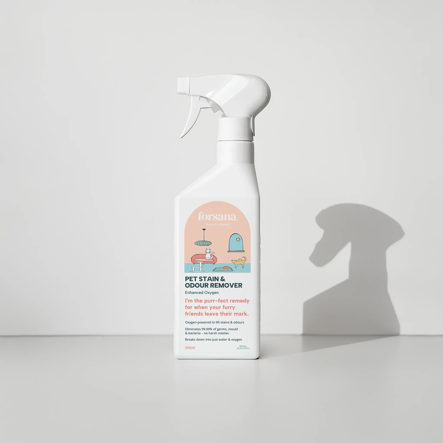 Forsana Pet Stain and Odour
Remover spray bottle.